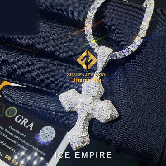 Iced Out Cross Gold Plated Moissanite Pendant