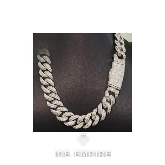 Iced Out 925 Silver Moissanite Cuban Chain