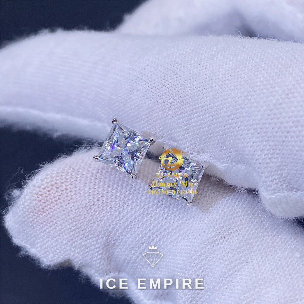 Iced Out Cluster Rose Gold Plated Moissanite Stud Earrings