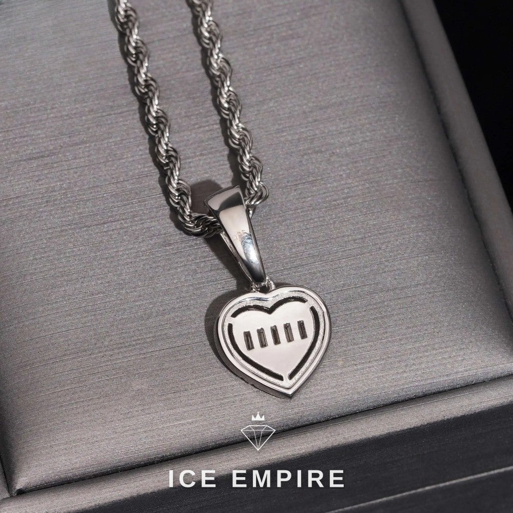 Iced Out Heart 925 Silver Lab Grown Diamond Pendant