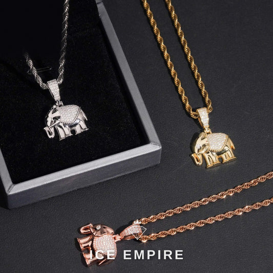 Iced Out 18K Gold Moissanite Pendant