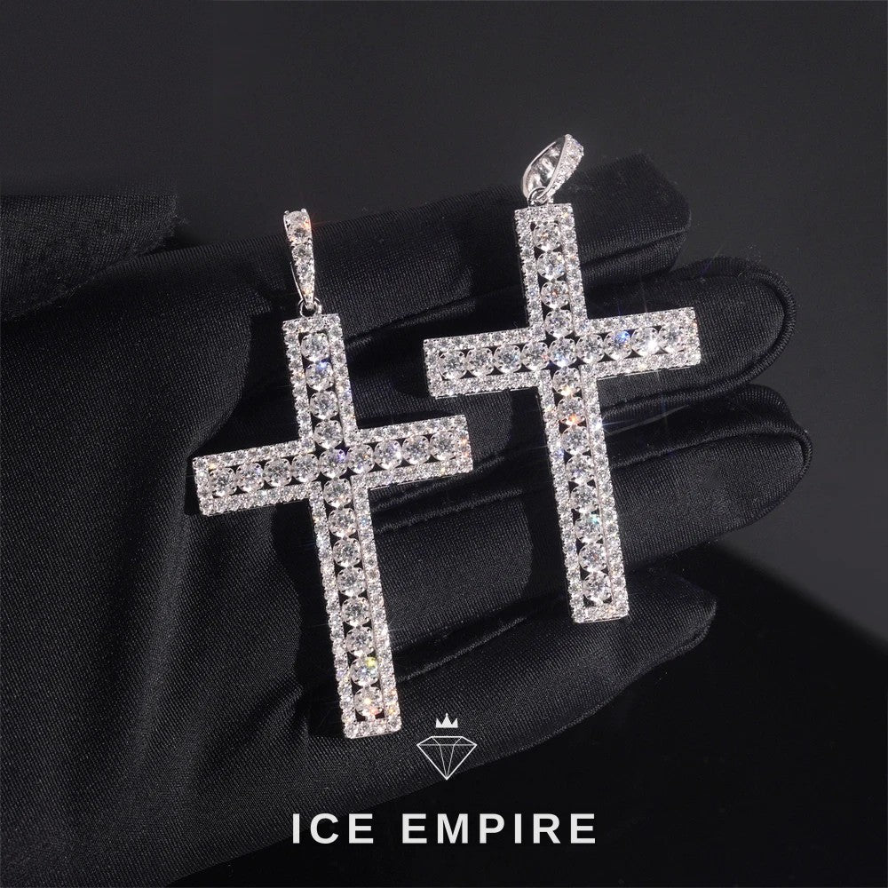 Iced Out Cross 925 Silver Pendant