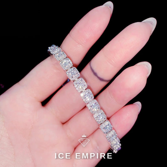 Iced Out Baguette 925 Silver Moissanite Cuban Chain
