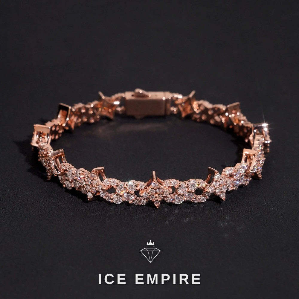 Iced Out Cluster Rose Gold Plated Moissanite Tennis Chain