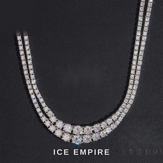 Iced Out Cluster 925 Silver Moissanite Cuban Chain