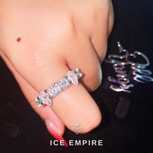 Iced Out 925 Silver Moissanite Engagement Ring