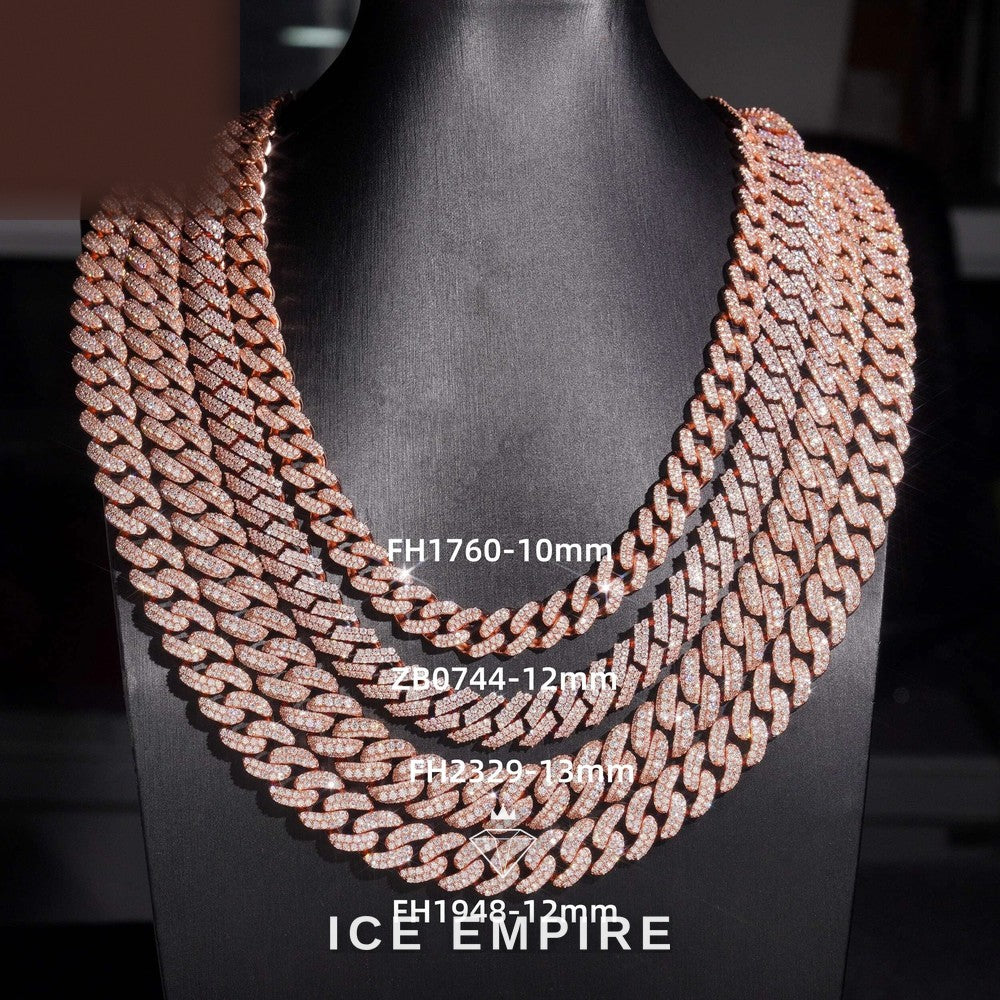 Iced Out Rose Gold Plated Moissanite Cuban Chain