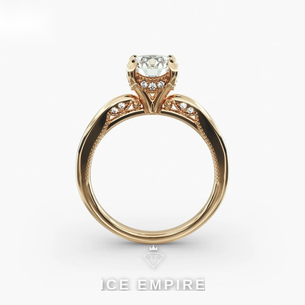 Iced Out Rose Gold Plated Moissanite Engagement Ring