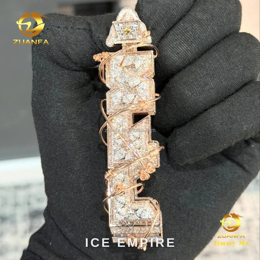 Iced Out Rose Gold Moissanite Pendant