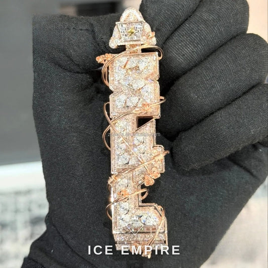 Iced Out Rose Gold Moissanite Pendant
