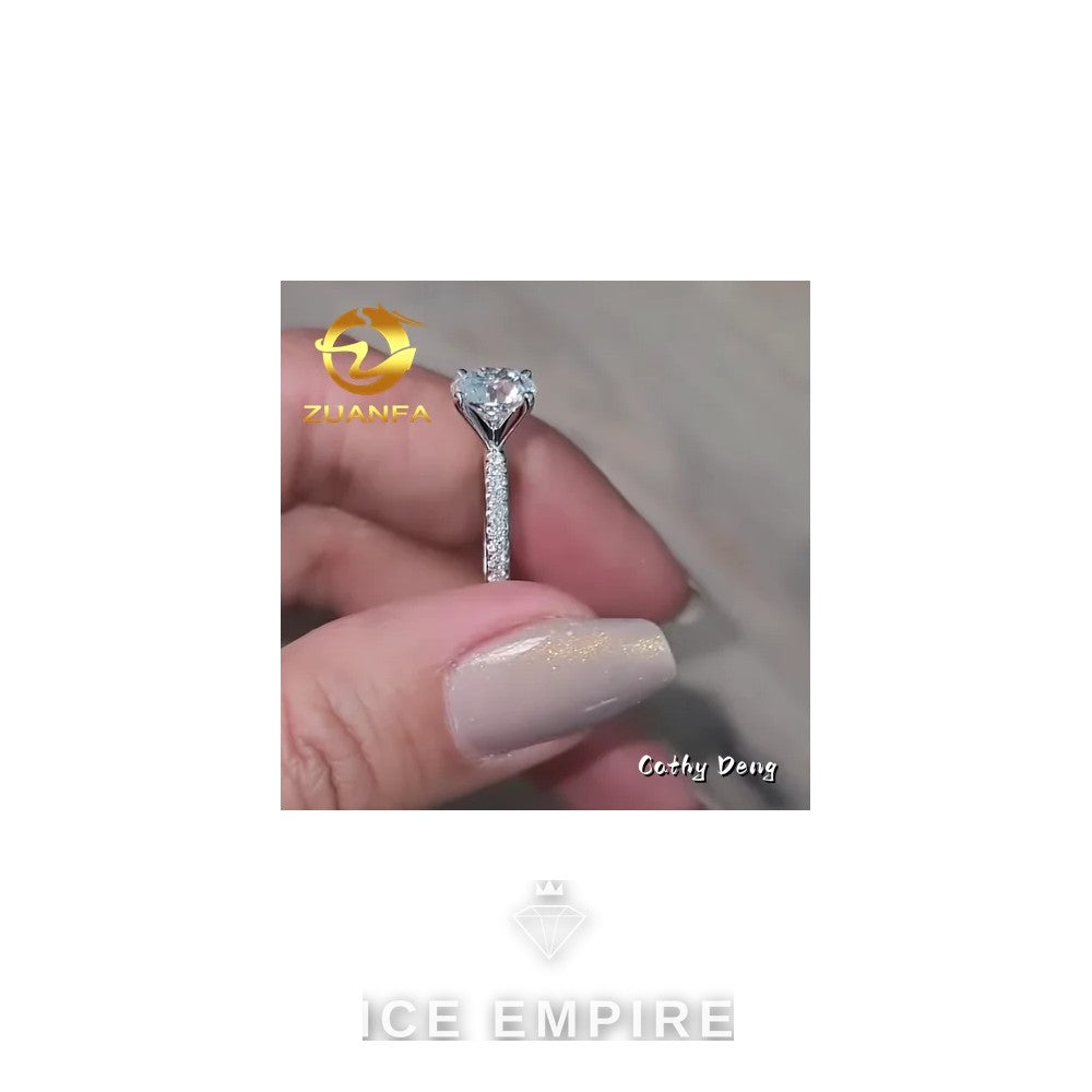 Iced Out 925 Silver Moissanite Engagement Ring