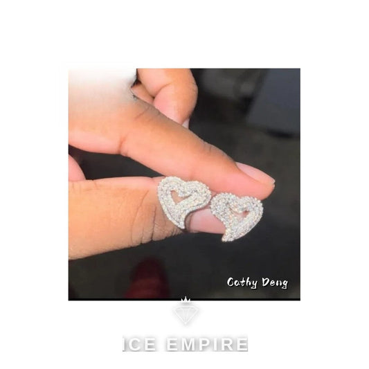 Iced Out Heart Rose Gold Plated Moissanite Earrings