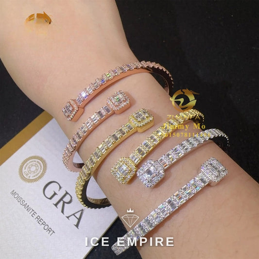 Iced Out Baguette Rose Gold Plated Moissanite Bracelet