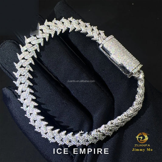 Iced Out 925 Silver Moissanite Cuban Chain