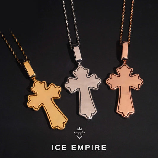 Iced Out Cross Rose Gold Plated Pendant