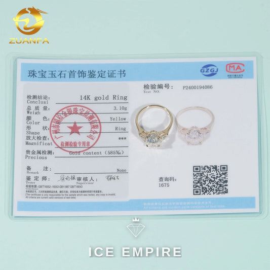 Iced Out Gold Plated Moissanite Engagement Ring