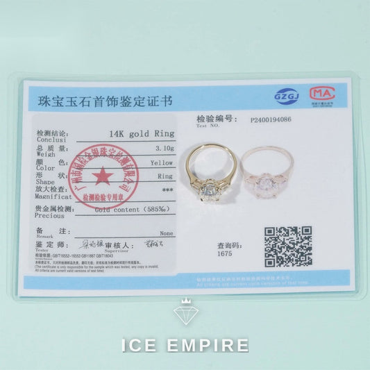 Iced Out Gold Plated Moissanite Engagement Ring