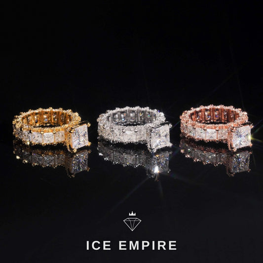 Iced Out Rose Gold Plated Moissanite Engagement Ring