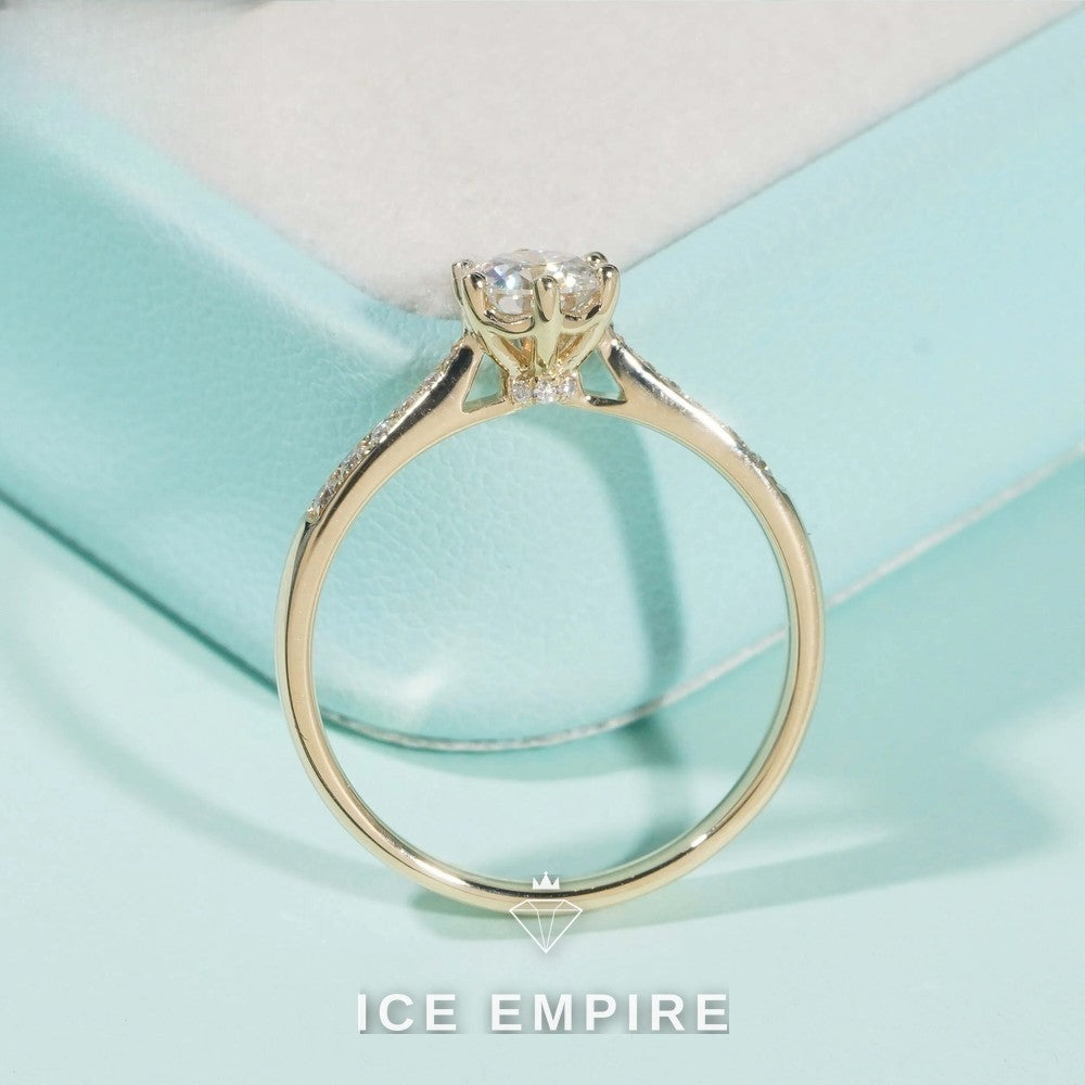 Iced Out 9K Gold Moissanite Engagement Ring