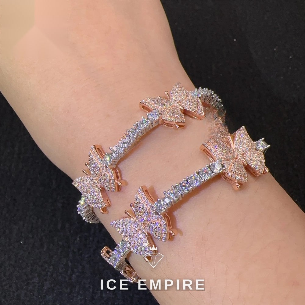 Iced Out Cluster Gold Plated Moissanite Tennis Chain