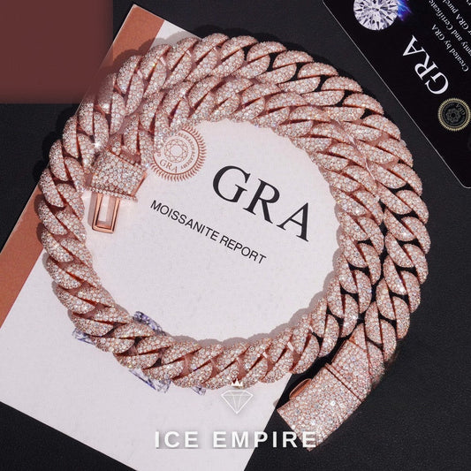 Iced Out 14K Gold Moissanite Cuban Chain