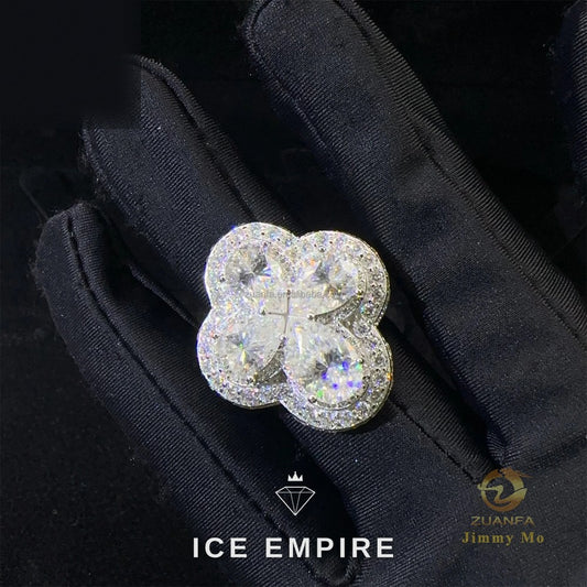 Iced Out Cross 925 Silver Moissanite Ring