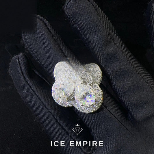 Iced Out Cross 925 Silver Moissanite Ring