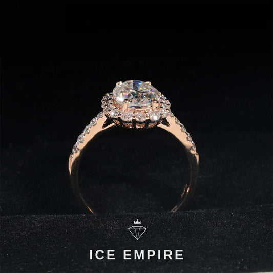 Iced Out Rose Gold Moissanite Engagement Ring