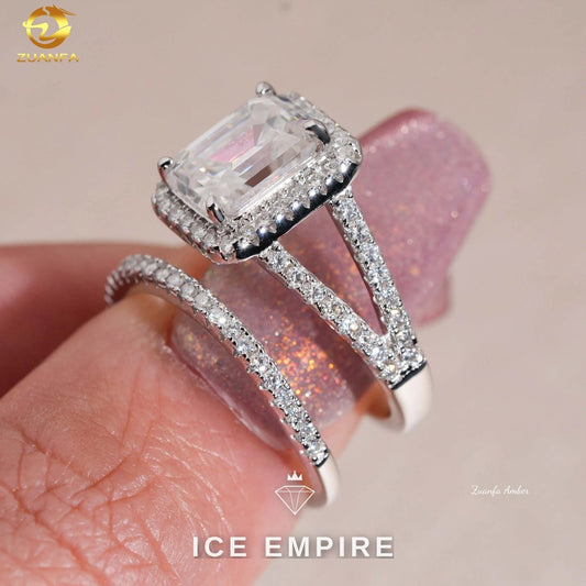 Iced Out 925 Silver Moissanite Wedding Band