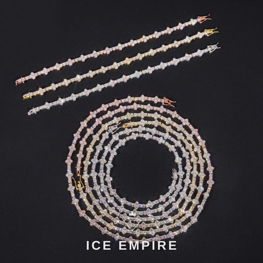 Iced Out Cross 14K Gold Moissanite Cuban Chain