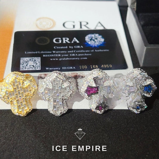 Iced Out Cross 925 Silver Moissanite Ring