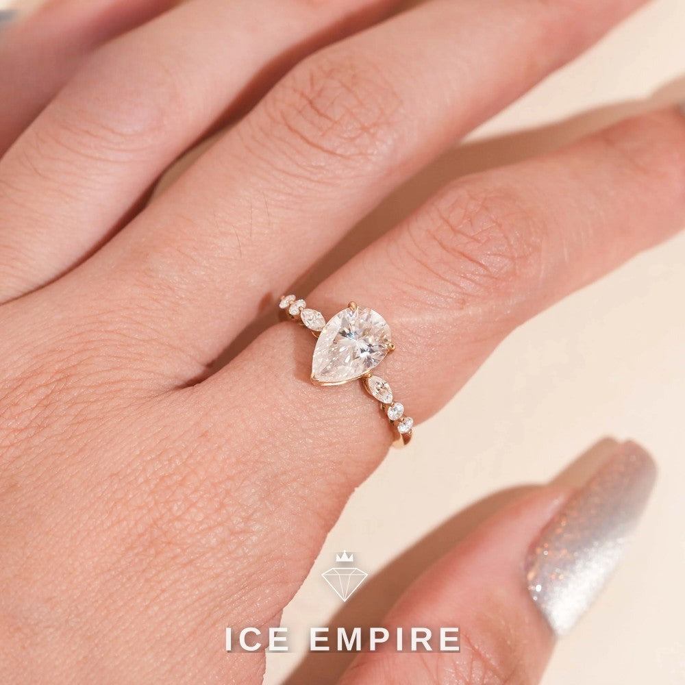 Iced Out 10K Gold Moissanite Engagement Ring