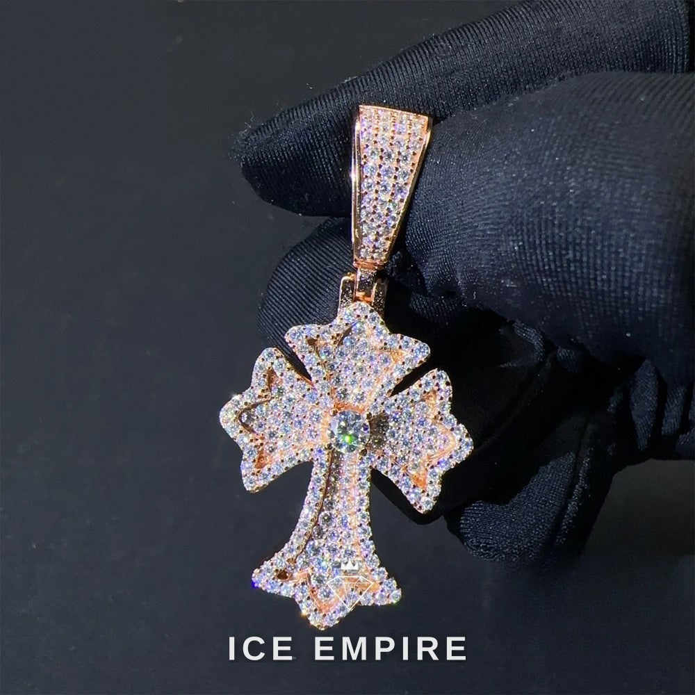 Iced Out Cross 925 Silver Pendant