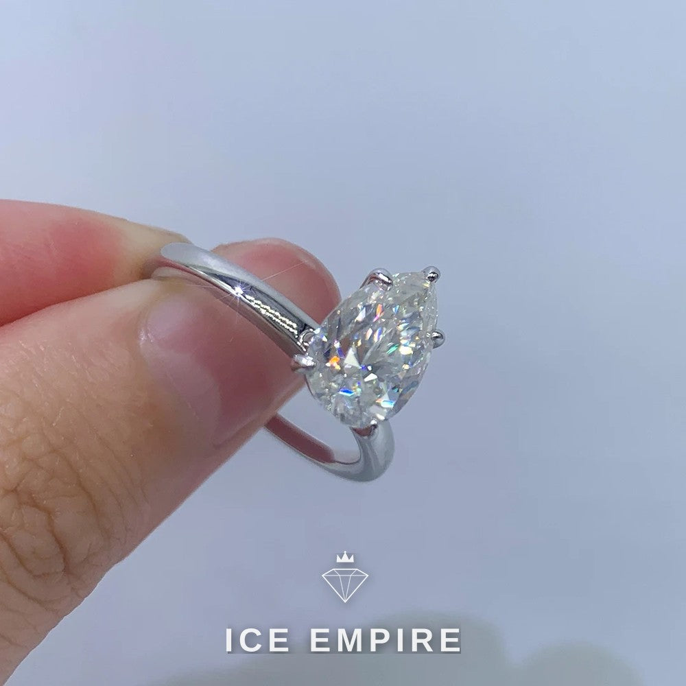 Iced Out 925 Silver Moissanite Engagement Ring