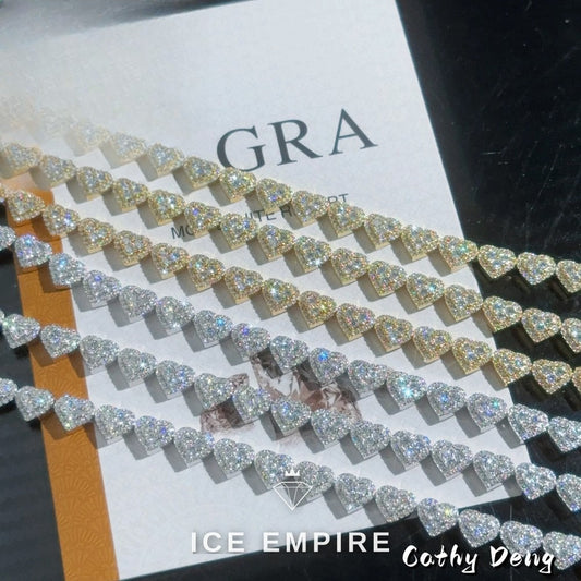 Iced Out Heart Rose Gold Plated Moissanite Cuban Chain