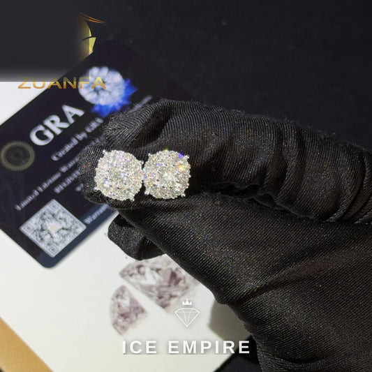 Iced Out Cluster 925 Silver Moissanite Earrings