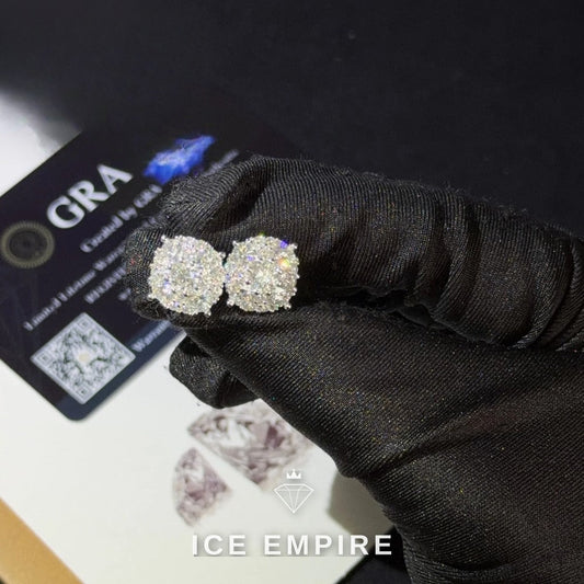 Iced Out Cluster 925 Silver Moissanite Earrings