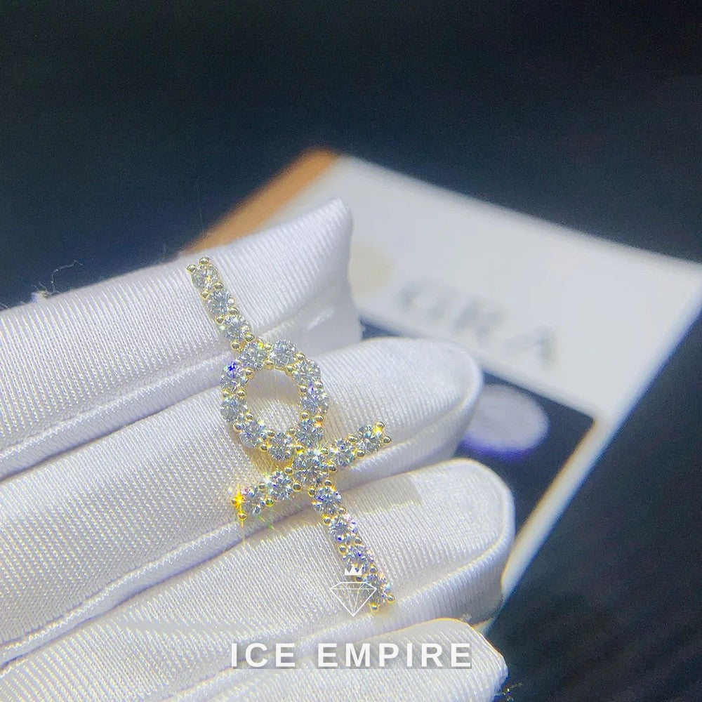 Iced Out Cross Rose Gold Plated Moissanite Pendant