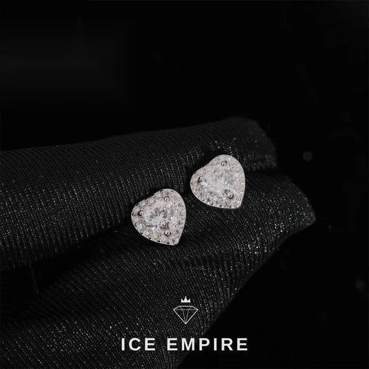 Iced Out Heart Rose Gold Plated Moissanite Earrings