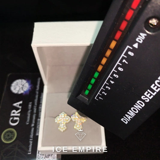 Iced Out Cross Gold Plated Moissanite Hoop Earrings