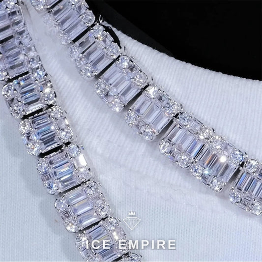 Iced Out Baguette Rose Gold Plated Moissanite Cuban Chain