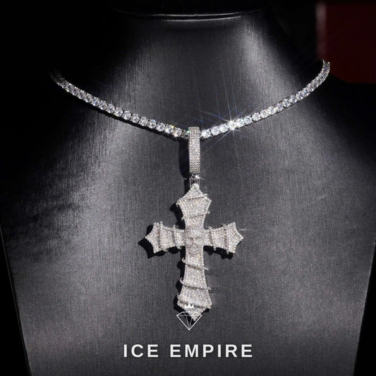 Iced Out Cross Rose Gold Plated Moissanite Pendant