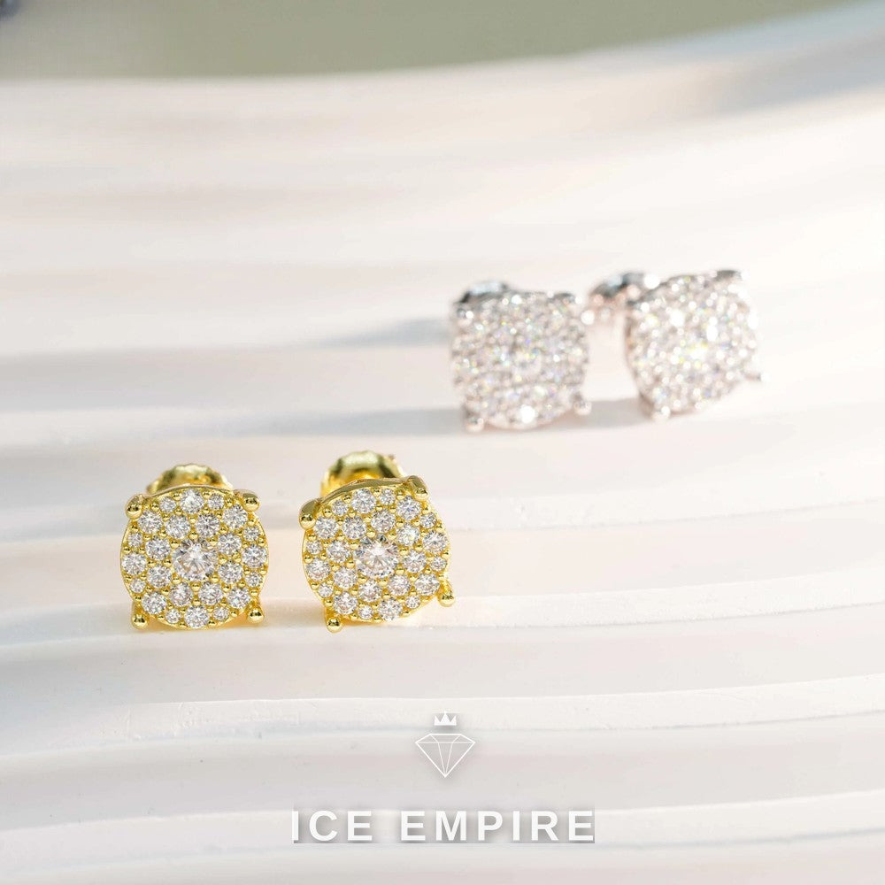 Iced Out Cluster 925 Silver Lab Grown Diamond Earrings