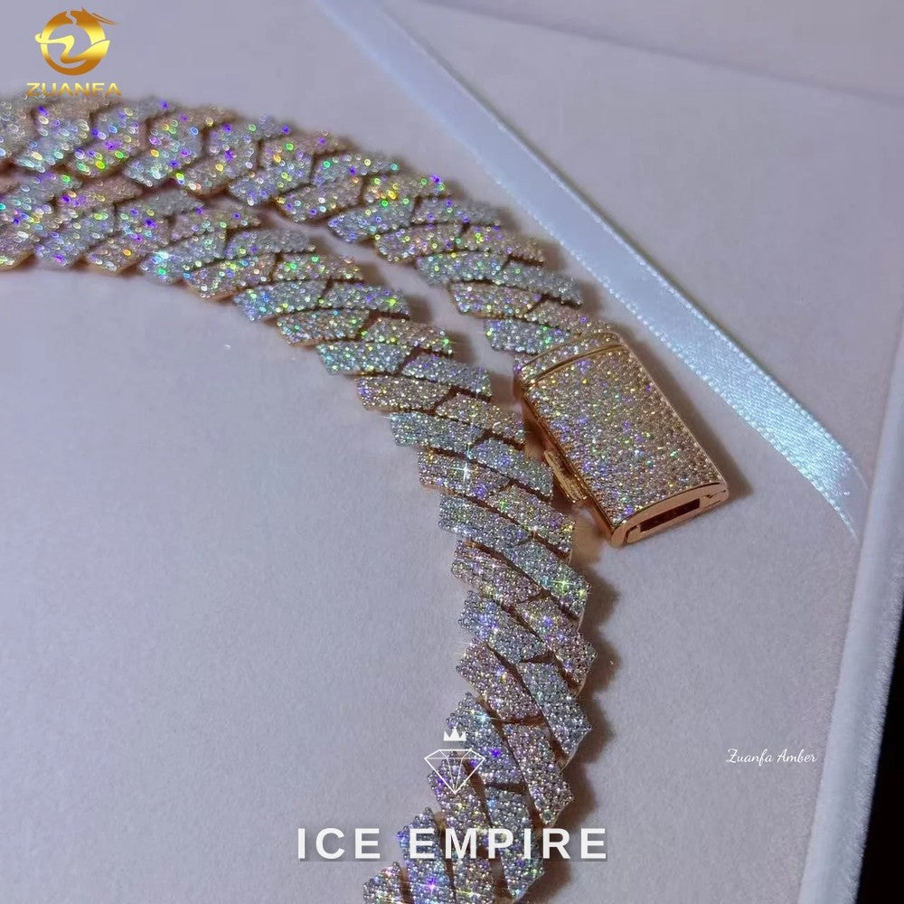 Iced Out Rose Gold Plated Moissanite Cuban Chain