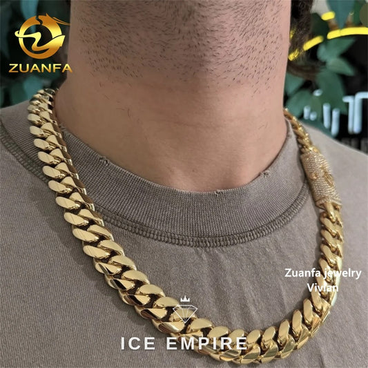 Iced Out Rose Gold Plated Moissanite Cuban Chain