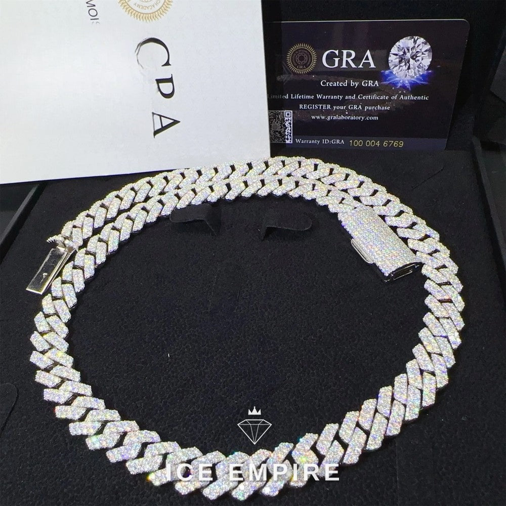Iced Out 925 Silver Moissanite Cuban Chain