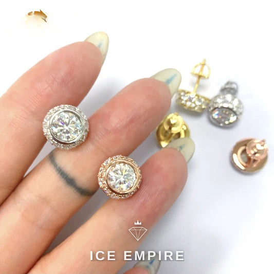 Iced Out 925 Silver Moissanite Stud Earrings