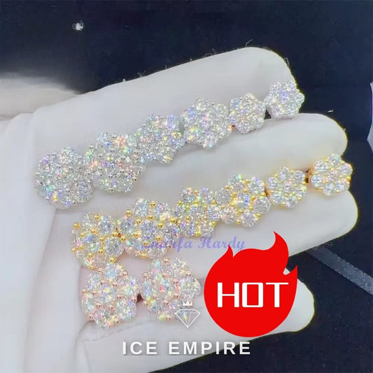 Iced Out 925 Silver Moissanite Stud Earrings