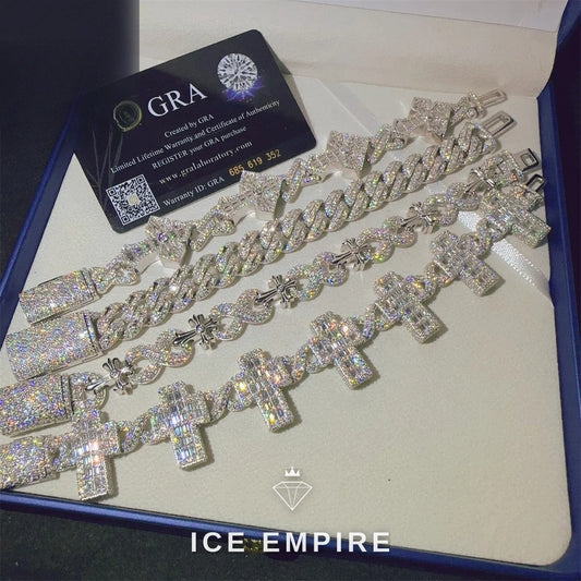 Iced Out 925 Silver Moissanite Cuban Chain