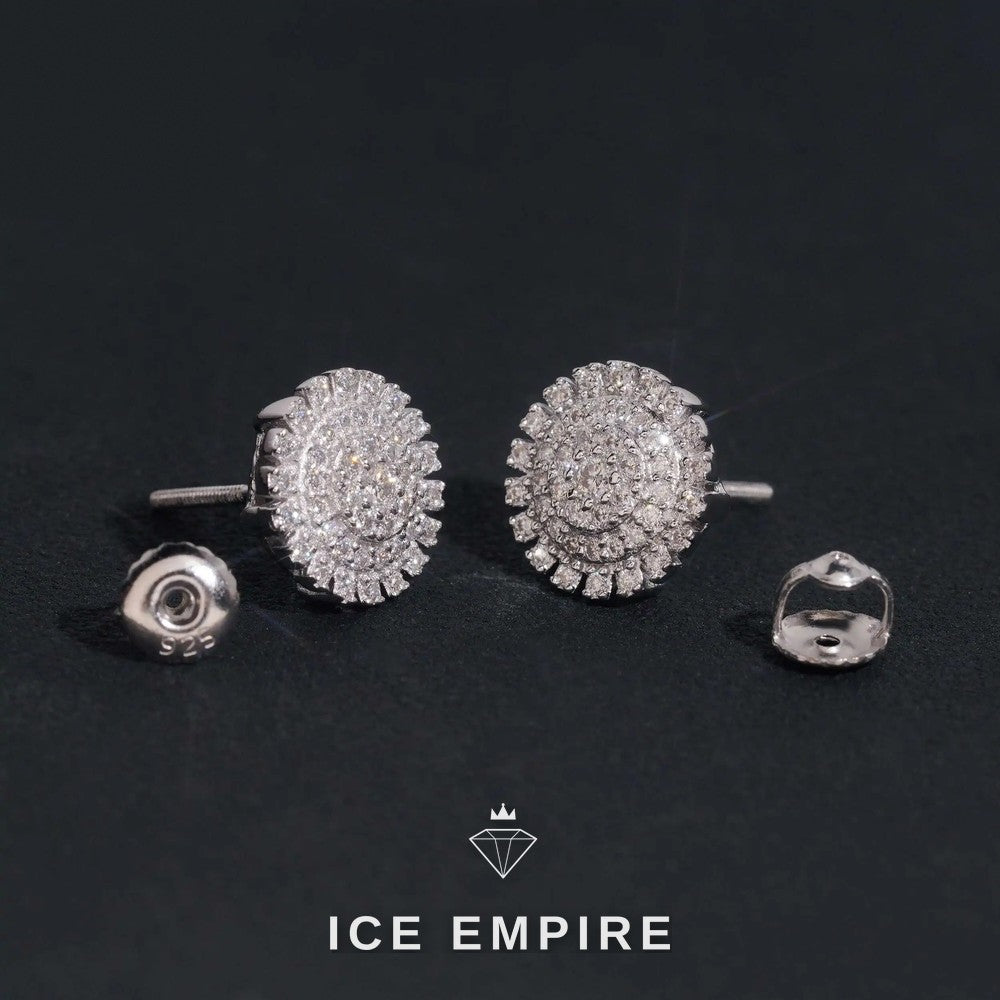 Iced Out 925 Silver Moissanite Stud Earrings